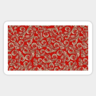 Red Glitter Floral Pattern Sticker